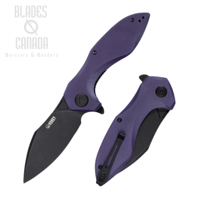 (image for) Kubey Noble Flipper Folding Knife, D2 Black SW, G10 Purple, KU236E