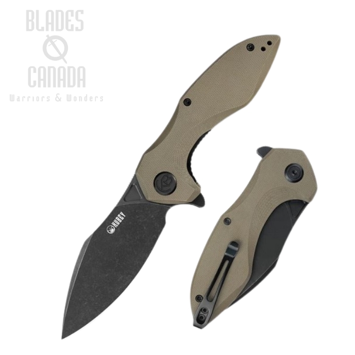Kubey Noble Flipper Folding Knife, D2 Black SW, G10 Tan, KU236I (image for) Kubey Noble Flipper Folding Knife, D2 Black SW, G10 Tan, KU236I