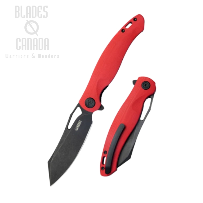 (image for) Kubey Drake Flipper Folding Knife, AUS10 Black, G10 Red, KU239H