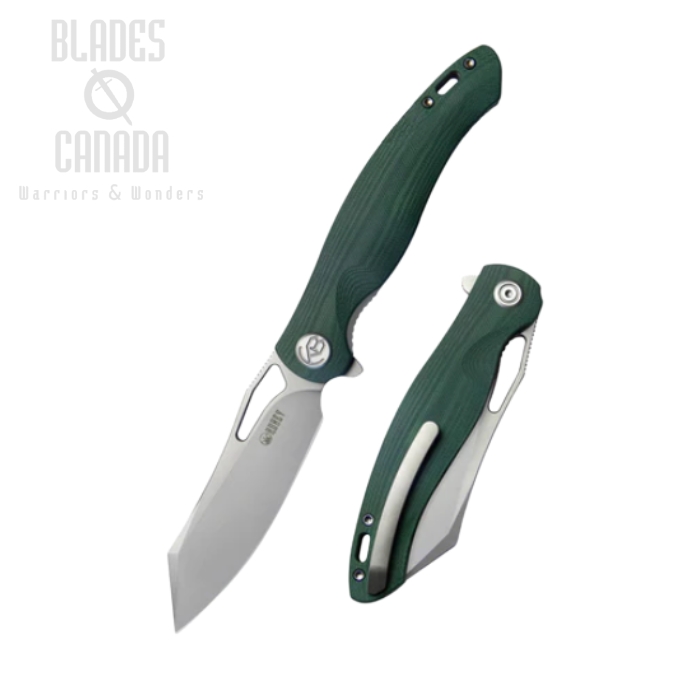 (image for) Kubey Drake Flipper Folding Knife, AUS10, G10 Green, KU239K