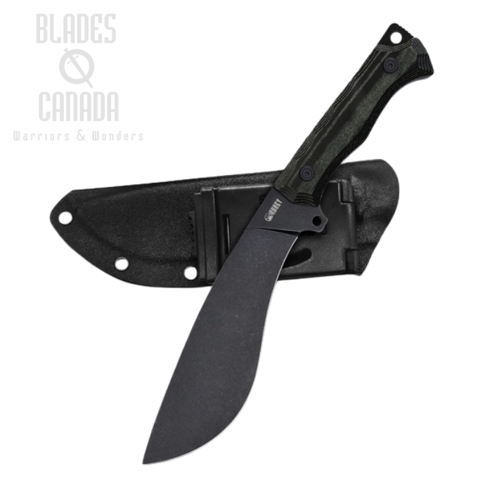 (image for) Kubey Destroyer Kukri Machete Fixed Blade Knife, D2 Black SW, Micarta Black, KU241D