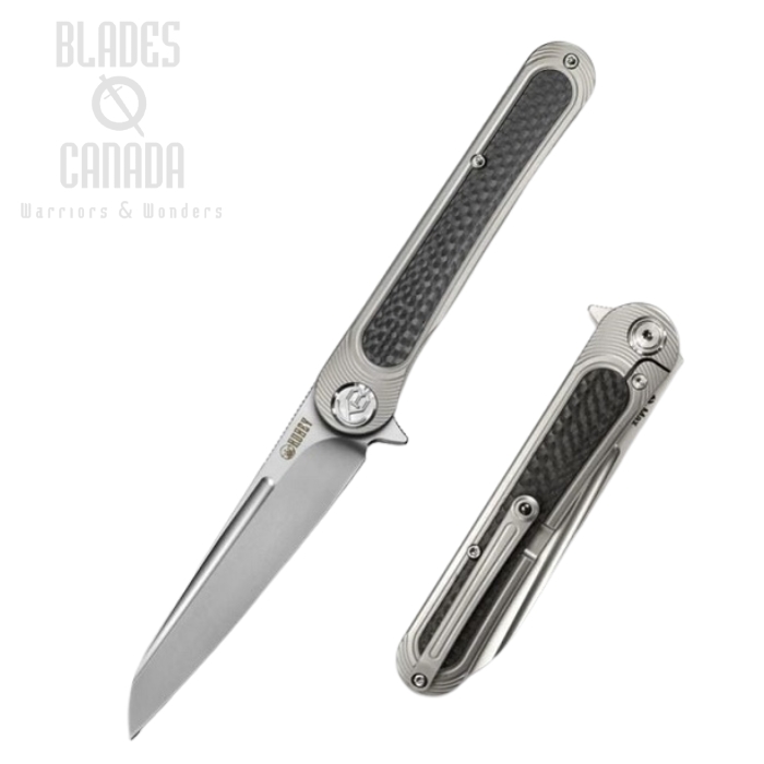 (image for) Kubey Dandy Flipper Framelock Knife, S30V, Titanium/Carbon Fiber, KU247A