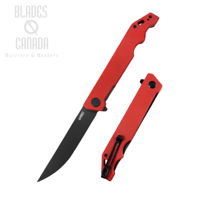 (image for) Kubey Pylades Flipper Folding Knife, AUS10 Black, G10 Red, KU253B