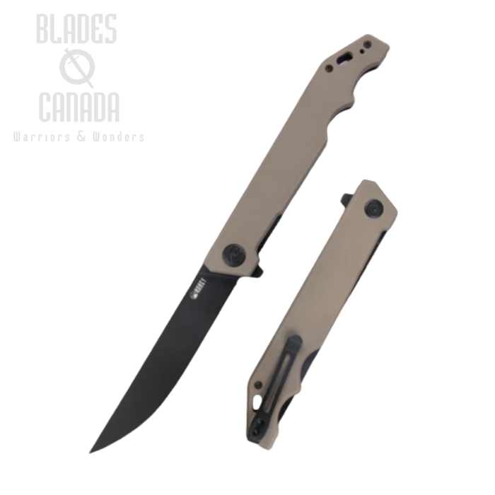 (image for) Kubey Pylades Flipper Folding Knife, AUS10 Black, G10 Tan, KU253C