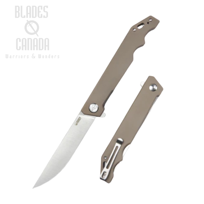 (image for) Kubey Pylades Flipper Folding Knife,AUS10 Satin, G10 Tan, KU253E