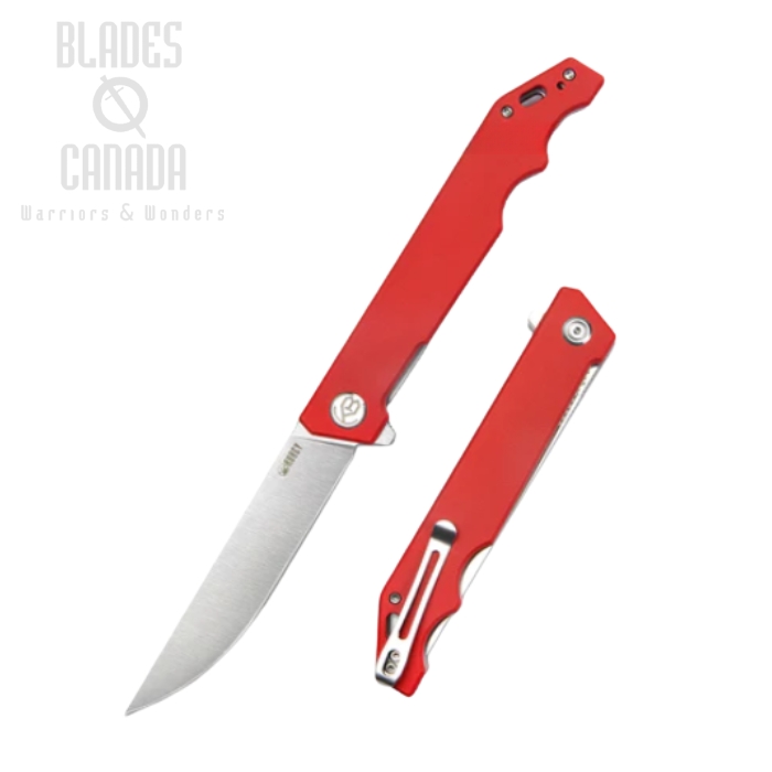 (image for) Kubey Pylades Flipper Folding Knife, AUS10 Satin, G10 Red, KU253F