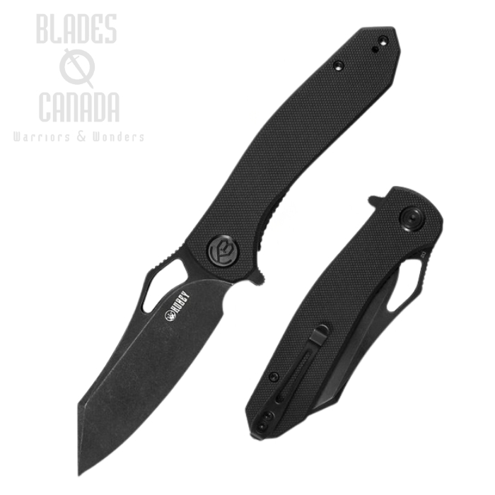 (image for) Kubey Drake Flipper Folding Knife, D2 Black, G10 Black, KU310F