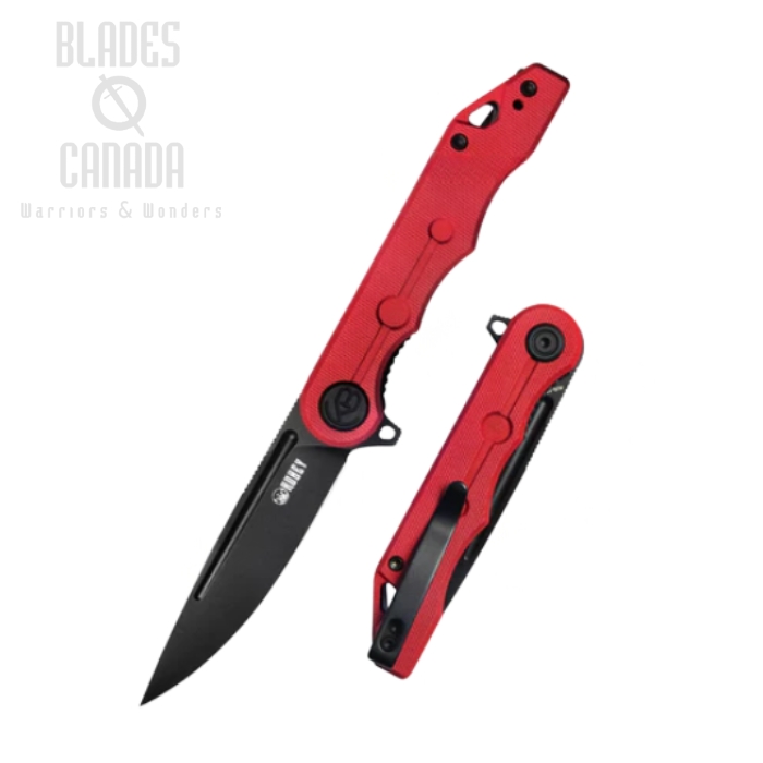 Kubey Mizo Flipper Folding Knife, AUS10 Black, G10 Red, KU312C (image for) Kubey Mizo Flipper Folding Knife, AUS10 Black, G10 Red, KU312C