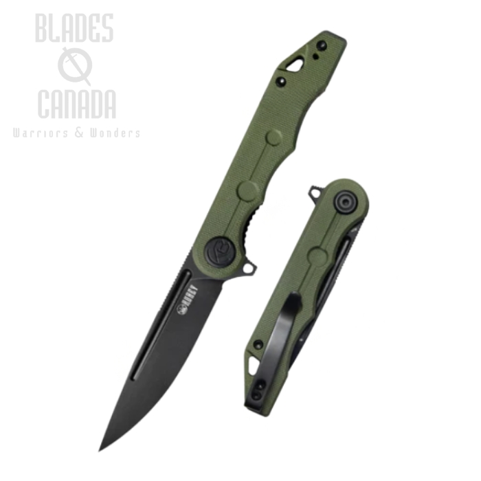 Kubey Mizo Flipper Folding Knife, AUS10 Black, G10 OD Green, KU312D (image for) Kubey Mizo Flipper Folding Knife, AUS10 Black, G10 OD Green, KU312D
