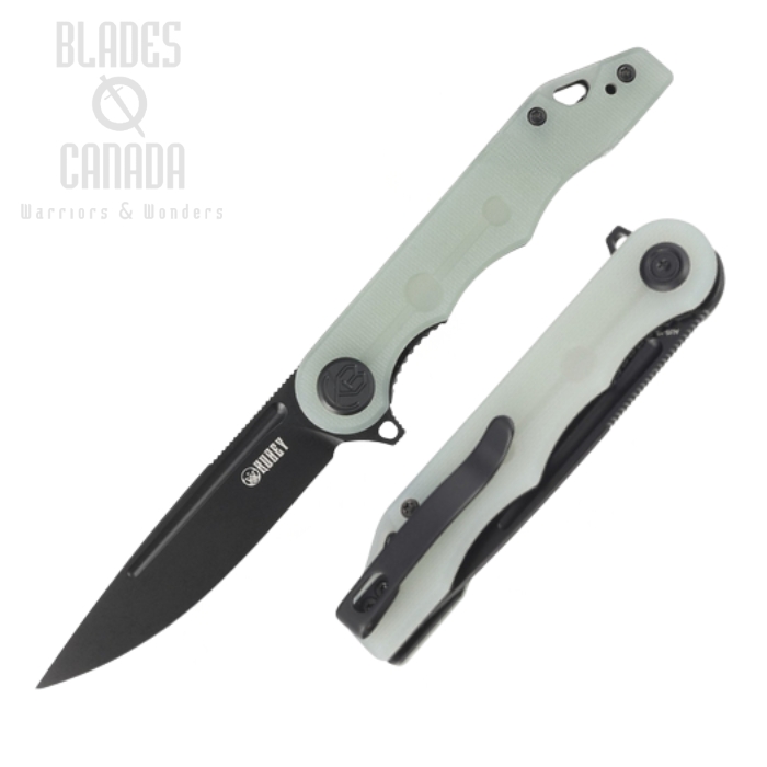 (image for) Kubey Mizo Flipper Folding Knife, AUS10 Black, G10 Jade, KU312G