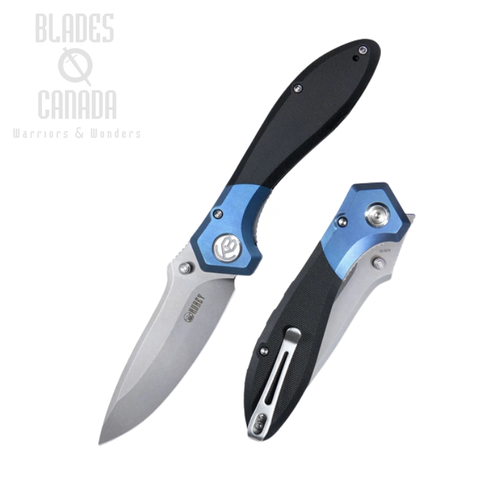 (image for) Kubey Ruckus Folding Knife, AUS 10, G10/Titanium Blue, KU314A