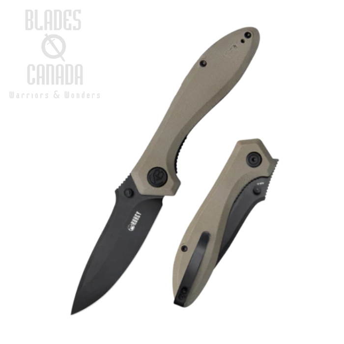 (image for) Kubey Ruckus Flipper Folding Knife, AUS10 Black, G10 Tan, KU314K