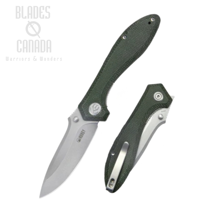 Kubey Ruckus Flipper Folding Knife, AUS10, Micarta Green, KU314N (image for) Kubey Ruckus Flipper Folding Knife, AUS10, Micarta Green, KU314N