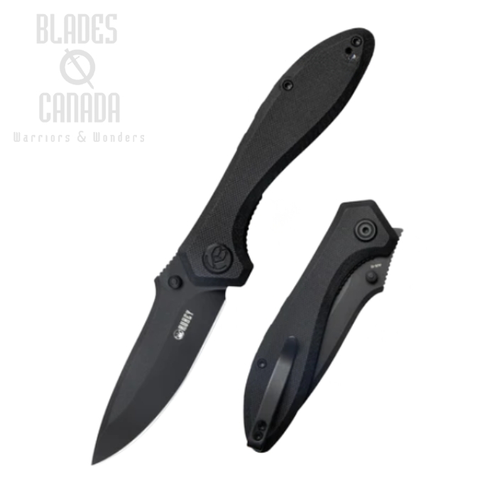 (image for) Kubey Ruckus Flipper Folding Knife, AUS10 Black, G10 Black, KU314O