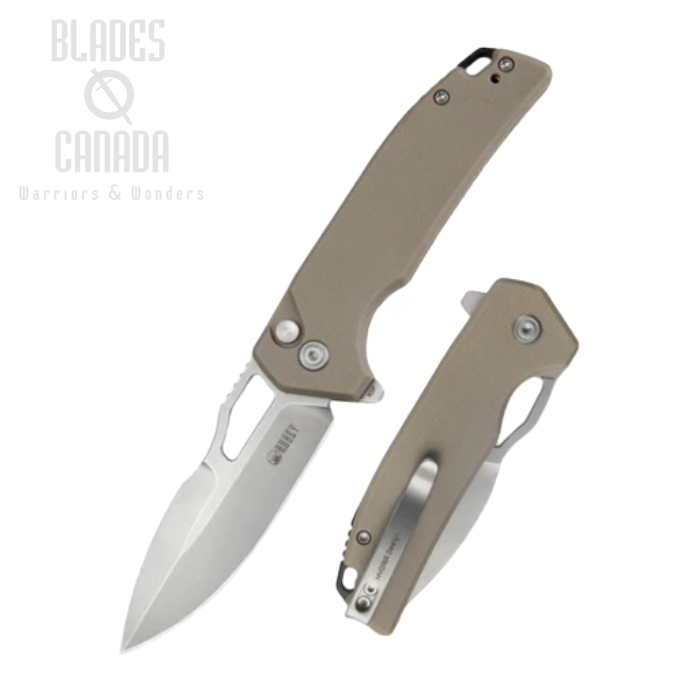 (image for) Kubey RDF Flipper Button Lock Knife, AUS10, G10 Tan, KU316D