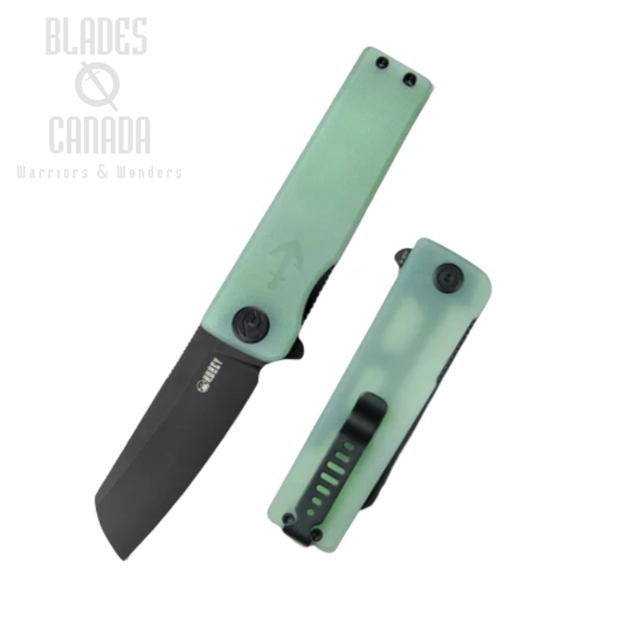 (image for) Kubey Sailor Flipper Folding Knife, AUS10 Black, G10 Jade, KU317D