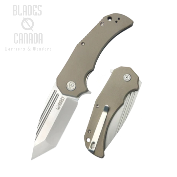 (image for) Kubey Bravo One Folding Knife, AUS10, G10 Tan, KU318C