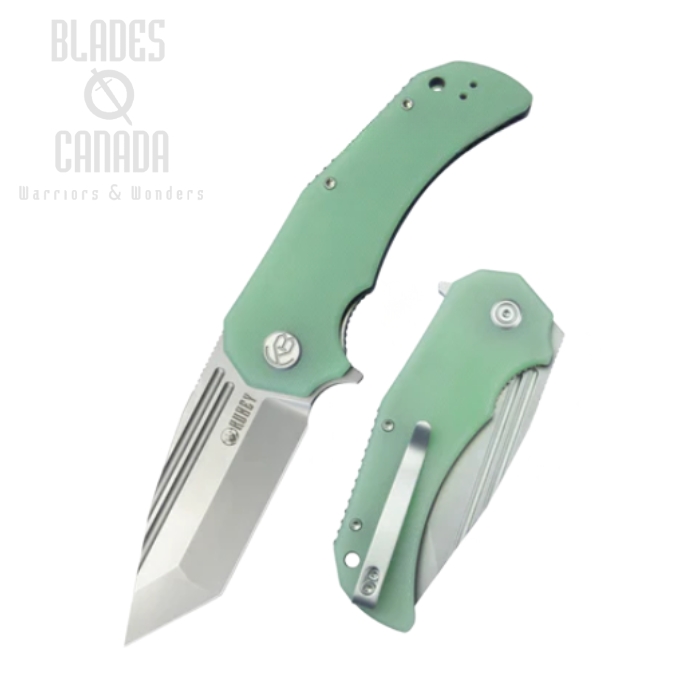 (image for) Kubey Bravo One Folding Knife, AUS10, G10 Jade, KU318D