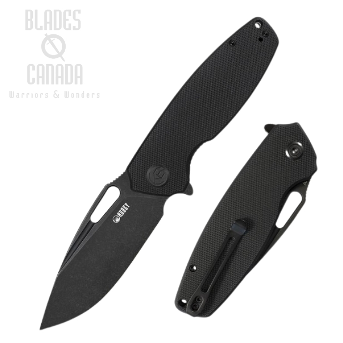 (image for) Kubey Flipper Folding Knife, D2 Black SW, G10 Black, KU322C