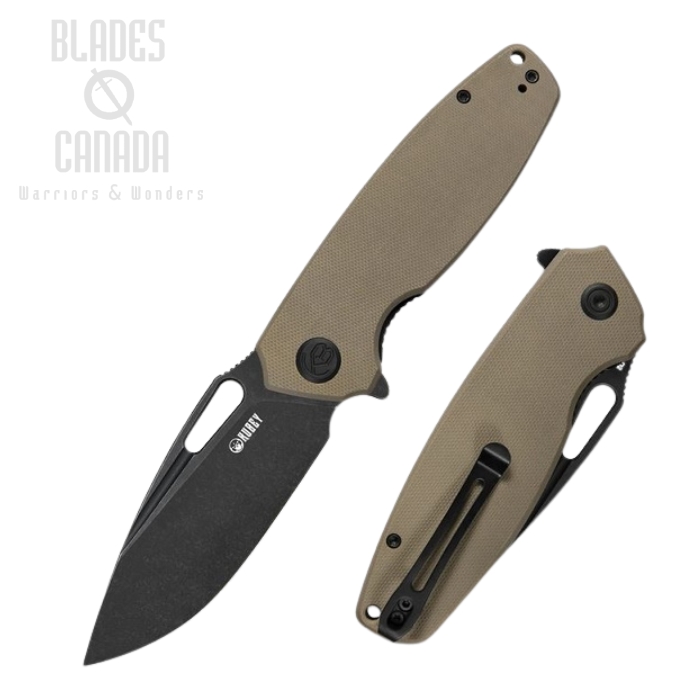 Kubey Flipper Folding Knife, D2 Black SW, G10 Tan, KU322D (image for) Kubey Flipper Folding Knife, D2 Black SW, G10 Tan, KU322D