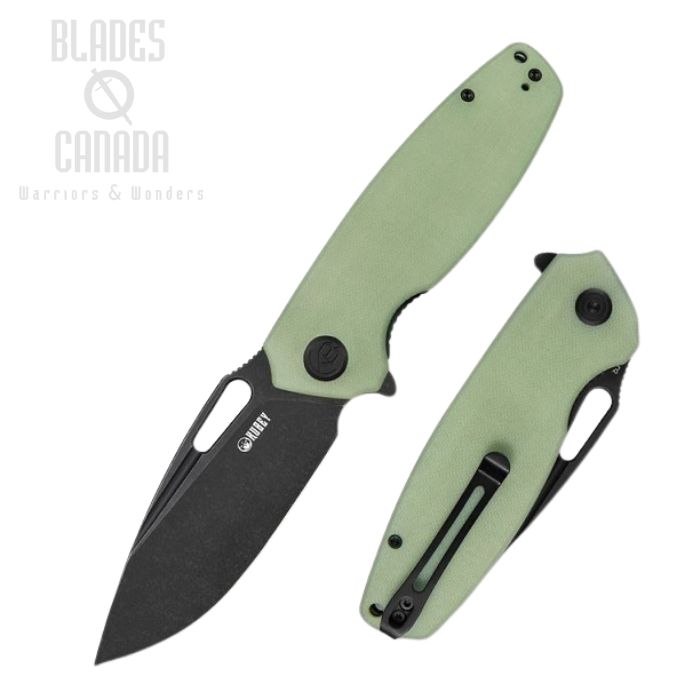 (image for) Kubey Tityus Flipper Folding Knife, D2 Black SW, G10 Jade, KU322E