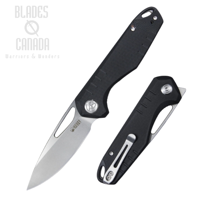 (image for) Kubey Flipper Folding Knife, D2 Satin, G10 Black, KU324A