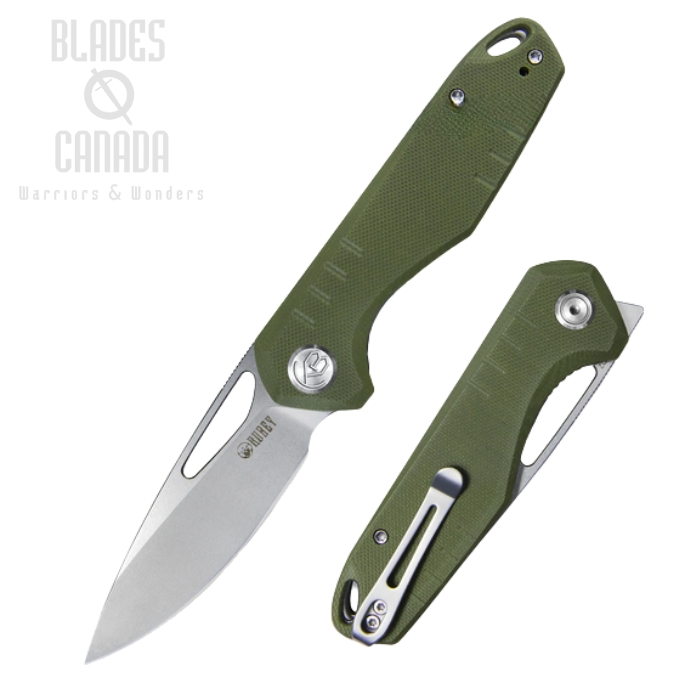 Kubey Flipper Folding Knife, D2 Satin, G10 Green, KU324D (image for) Kubey Flipper Folding Knife, D2 Satin, G10 Green, KU324D