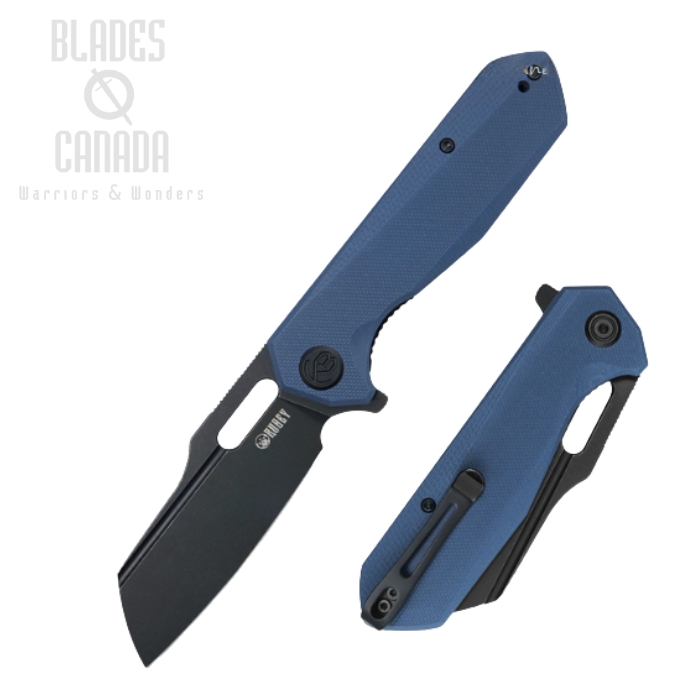 (image for) Kubey Atlas Flipper Folding Knife, 14C28N Black SW, G10 Blue, KU328B