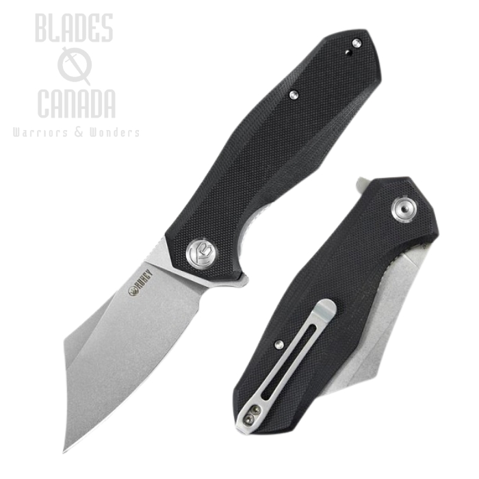 Kubey Cleaver Flipper Folding Knife, D2 Steel, G10 Black, KU329A (image for) Kubey Cleaver Flipper Folding Knife, D2 Steel, G10 Black, KU329A