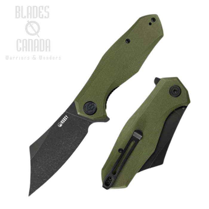 Kubey Cleaver Flipper Folding Knife, D2 Black SW, G10 Green, KU329B (image for) Kubey Cleaver Flipper Folding Knife, D2 Black SW, G10 Green, KU329B