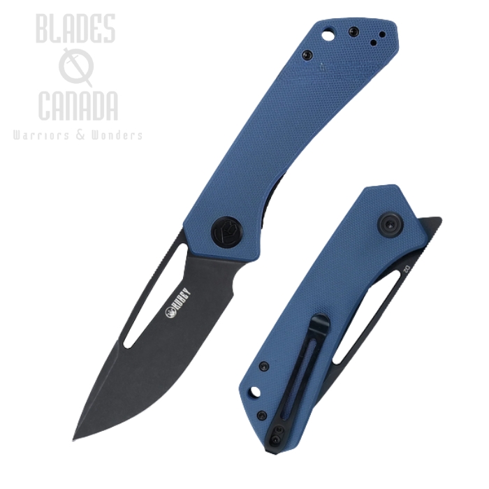 (image for) Kubey Front Flipper Folding Knife, D2 Black SW, G10 Denim Blue, KU331C