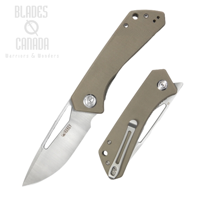 Kubey Front Flipper Folding Knife, D2 Satin, G10 Tan, KU331F (image for) Kubey Front Flipper Folding Knife, D2 Satin, G10 Tan, KU331F