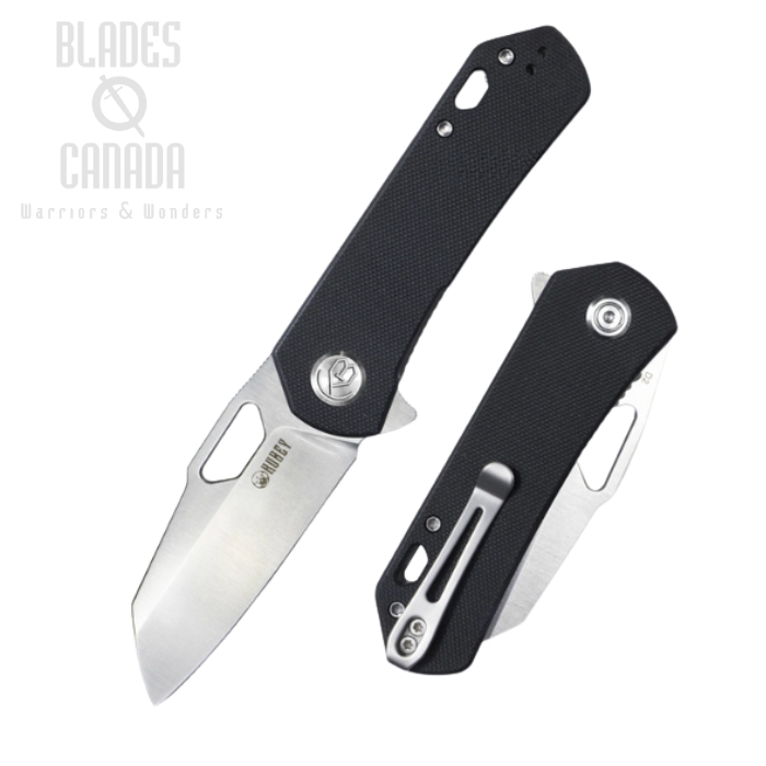 Kubey Flipper Folding Knife, D2 Satin, G10 Black, KU332A (image for) Kubey Flipper Folding Knife, D2 Satin, G10 Black, KU332A