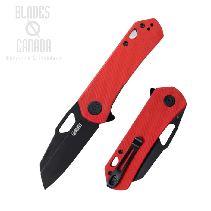 Kubey Flipper Folding Knife, D2 Black SW, G10 Red, KU332C (image for) Kubey Flipper Folding Knife, D2 Black SW, G10 Red, KU332C