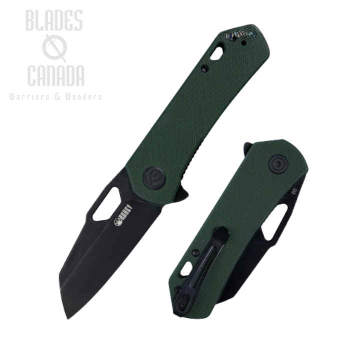 Kubey Flipper Folding Knife, D2 Black SW, G10 OD Green, KU332D (image for) Kubey Flipper Folding Knife, D2 Black SW, G10 OD Green, KU332D