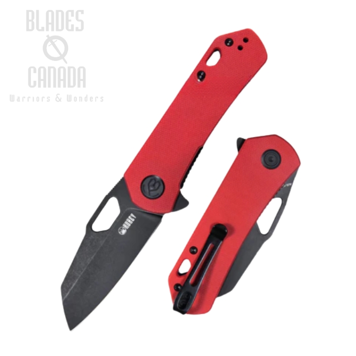 (image for) Kubey Duroc Flipper Folding Knife, AUS10 Black SW, G10 Red, KU332F
