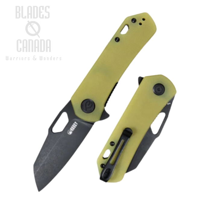 (image for) Kubey Duroc Flipper Folding Knife, AUS10 Black SW, G10 Translucent Yellow, KU332H