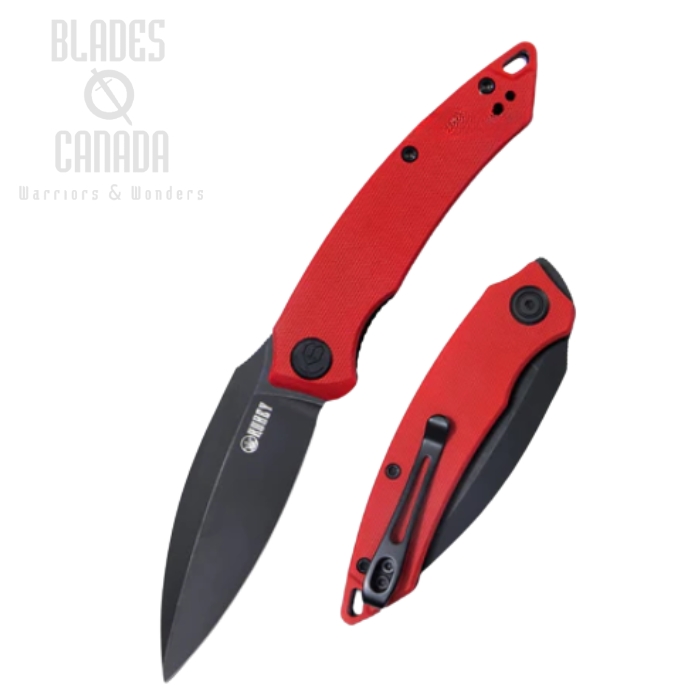 (image for) Kubey Leaf Flipper Folding Knife, AUS10 Black, G10 Red, KU333B
