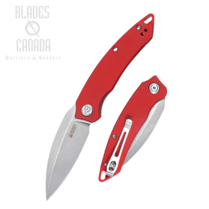 (image for) Kubey Leaf Flipper Folding Knife, AUS10, G10 Red, KU333F