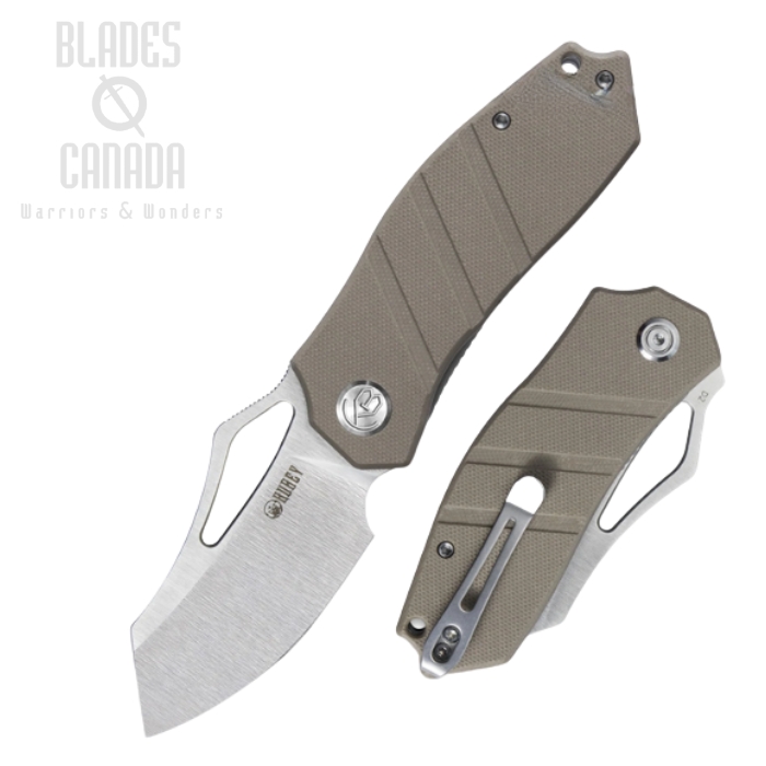 (image for) Kubey Flipper Folding Knife, D2 Satin, G10 Tan, KU335B