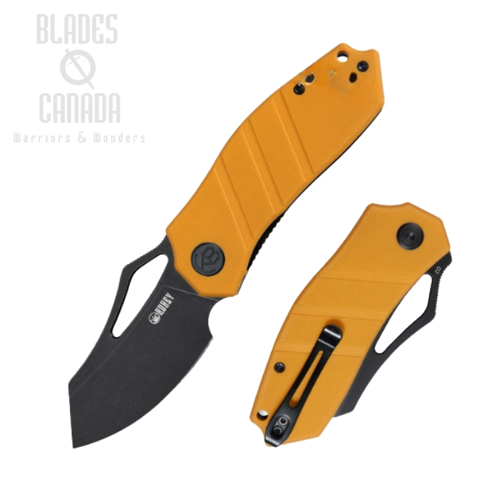 (image for) Kubey Flipper Folding Knife, D2 Black SW, G10 Yellow, KU335C