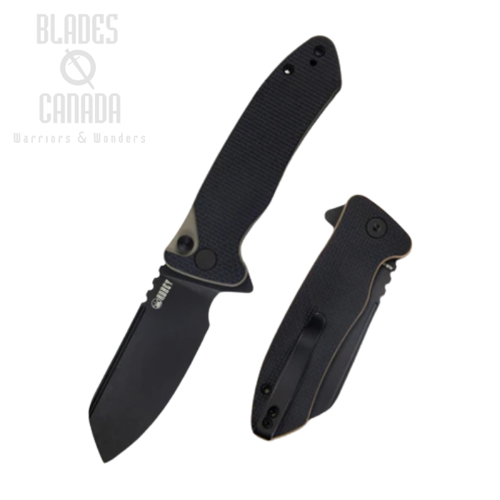 (image for) Kubey Creon Flipper Folding Knife, AUS10 Black, G10 Black/Tan, KU336F