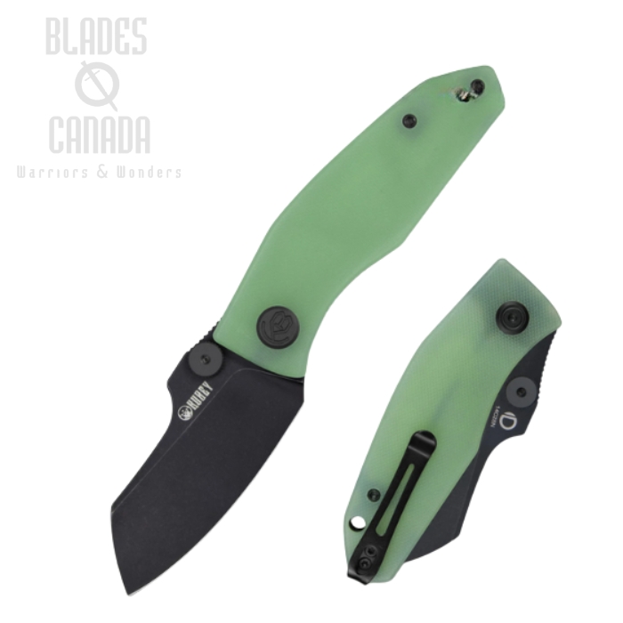 (image for) Kubey Monsterdog Flipper Folding Knife, 14C28N Black SW, G10 Jade, KU337C