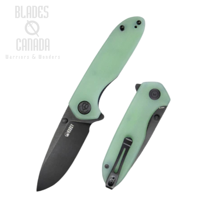 (image for) Kubey Belus Flipper Folding Knife, AUS10 Black, G10 Jade, KU342B