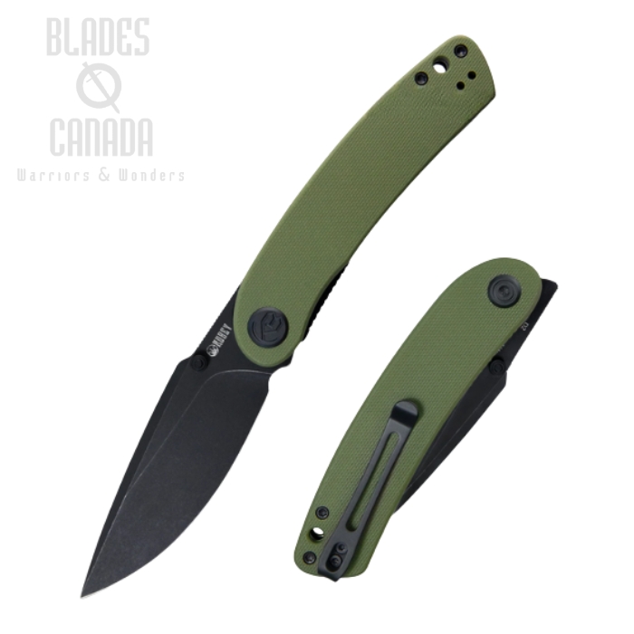 (image for) Kubey Momentum Flipper Folding Knife, D2 Black SW, G10 Green, KU344B