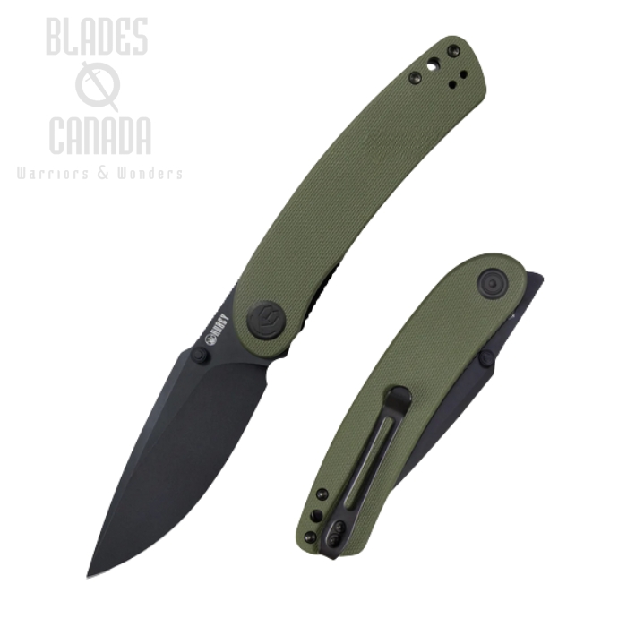 (image for) Kubey Momentum Flipper Folding Knife, AUS 10 Black SW, G10 Green, KU344G