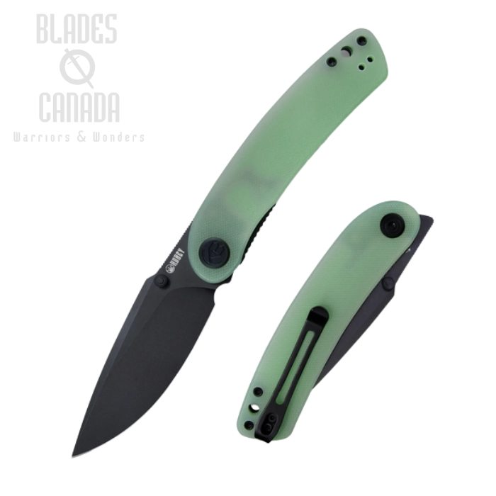 (image for) Kubey Momentum Flipper Folding Knife, AUS 10 Black SW, G10 Jade, KU344J