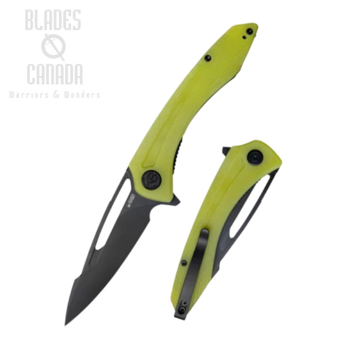 (image for) Kubey Merced Flipper Folding Knife, AUS10 Black, G10 Yellow Translucent, KU345C