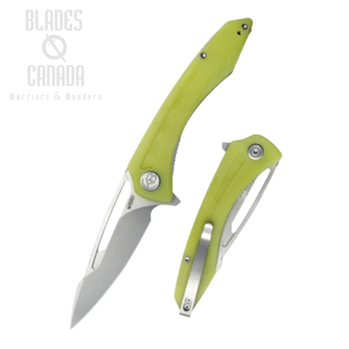 (image for) Kubey Merced Flipper Folding Knife, AUS10, G10 Translucent Yellow, KU345H