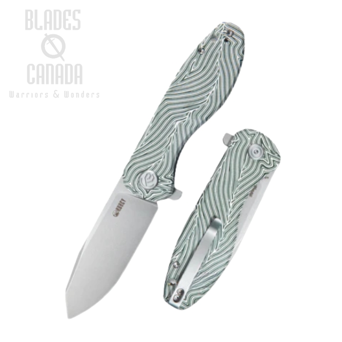(image for) Kubey Master Chief Flipper Folding Knife, AUS10, G10 White/Green, KU358B